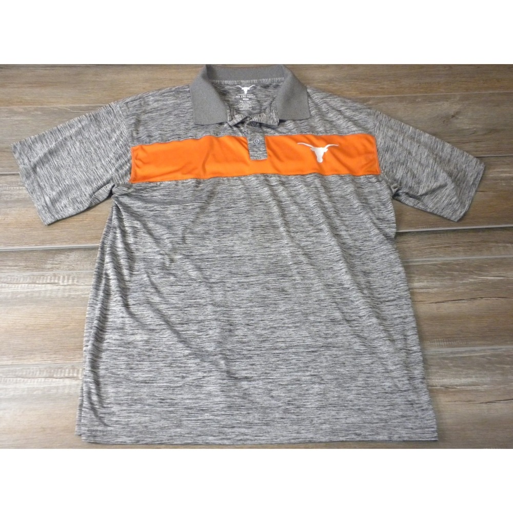 Texas‎ Longhorns Polo Shirt Mens XLT Heather Gray Burnt Orange Hook Em Football